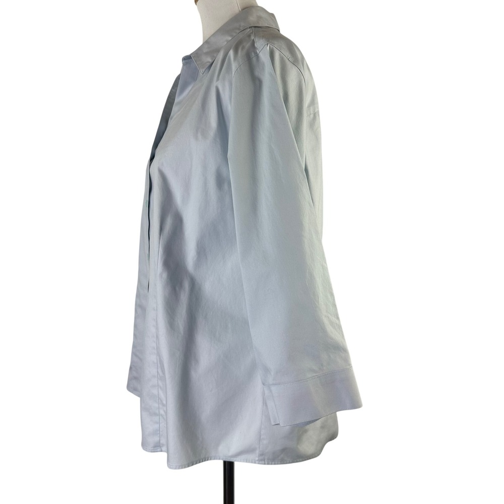 Chicos Wrinkle Resistant Cotton Button Down Shirt Blue 3/4 Sleeve Womens 3 US XL - Picture 7 of 11